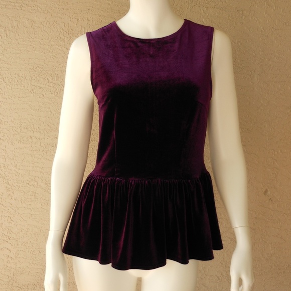 Piko 1988 Tops - Purple Velvet Peplum Top